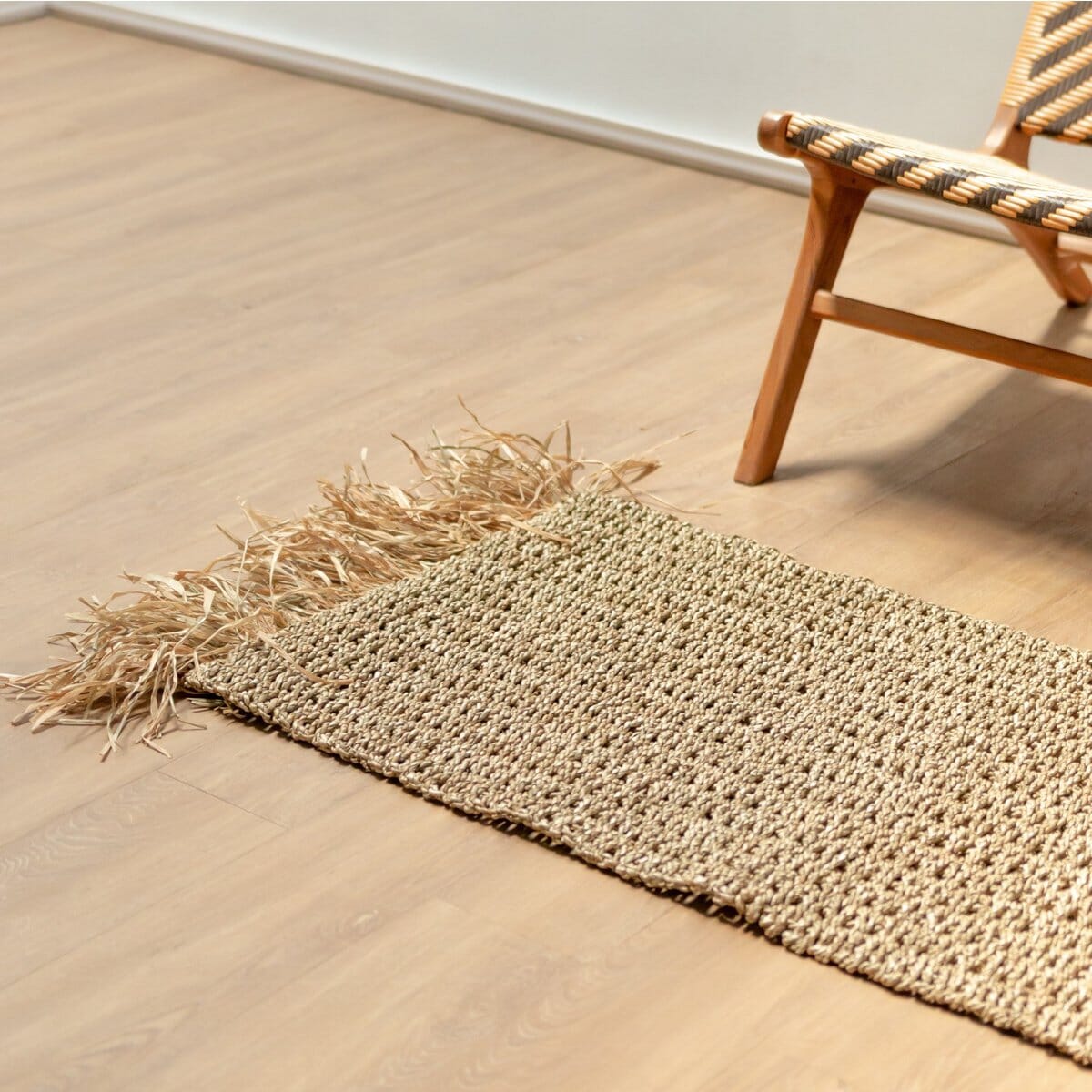 Boho Seegras-Teppich BARA mit Quasten Teppich Soeji