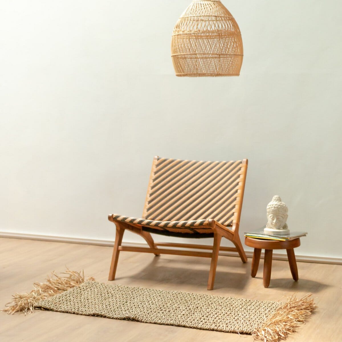 Boho Seegras-Teppich BARA mit Quasten Teppich Soeji