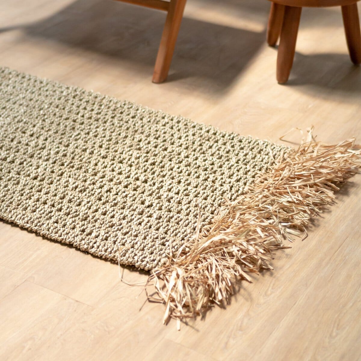 Boho Seegras-Teppich BARA mit Quasten Teppich Soeji