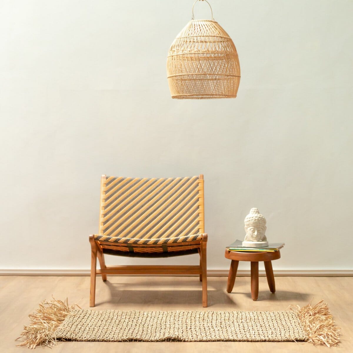 Boho Seegras-Teppich BARA mit Quasten Teppich Soeji