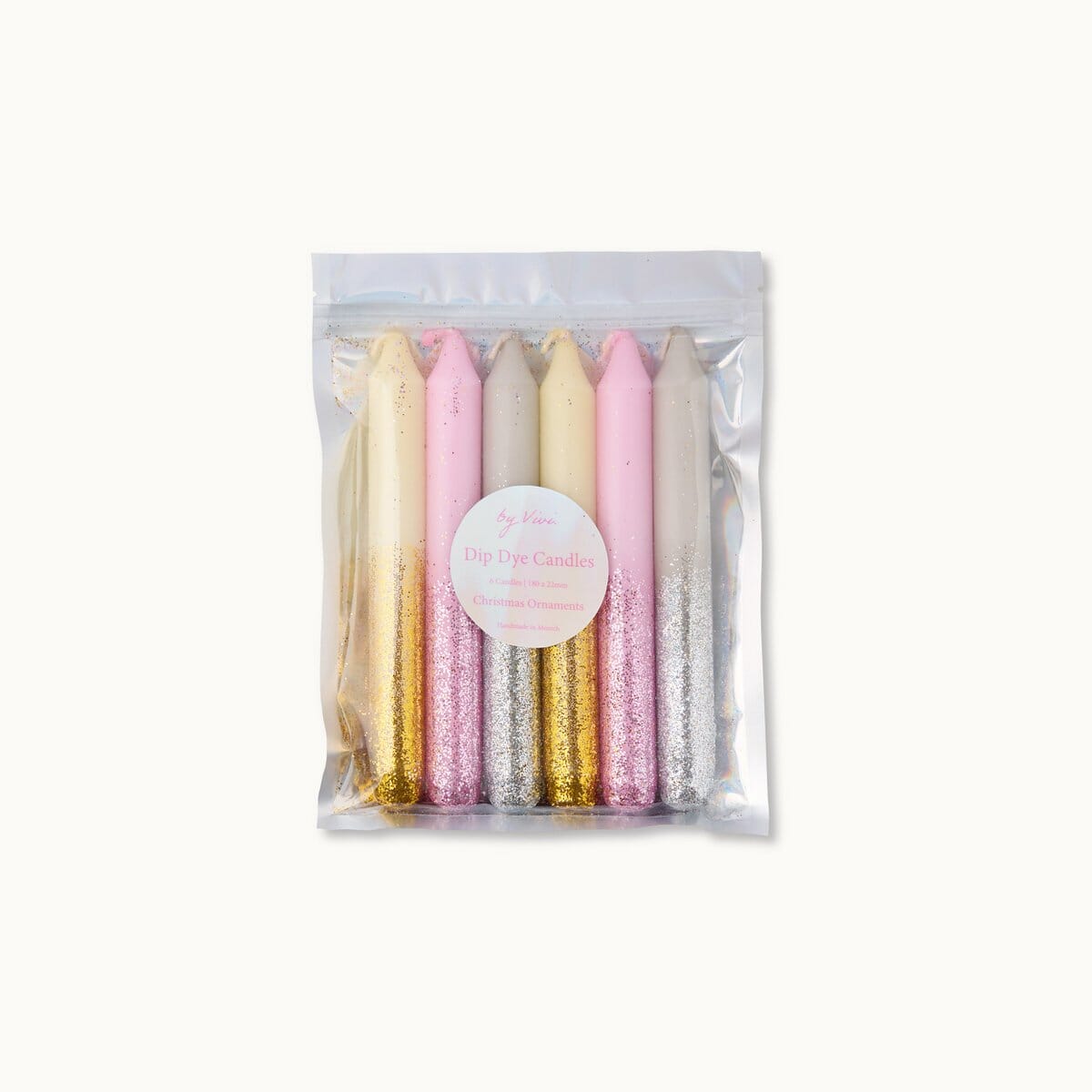 Dip Dye Kerzen im Set: Glitter Christmas Ornaments by Vivi.
