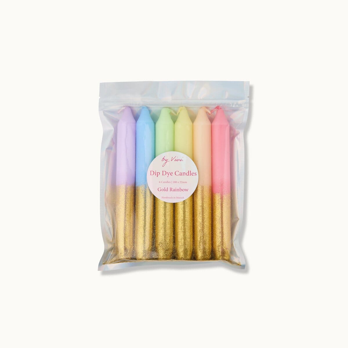 Dip Dye Kerzen im Set: Glitter Gold Rainbow by Vivi.