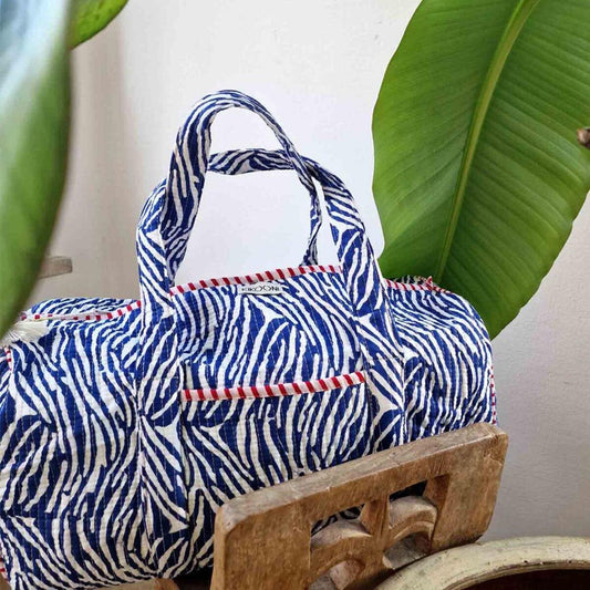 handgemachte Baumwolltasche "blue Zebra" KIKOONI