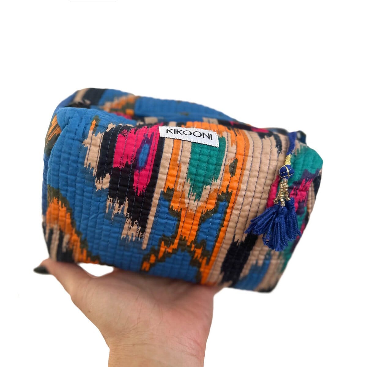 Handgemachte kleine Kosmetiktasche "blue Ikat" Kosmetiktasche KIKOONI