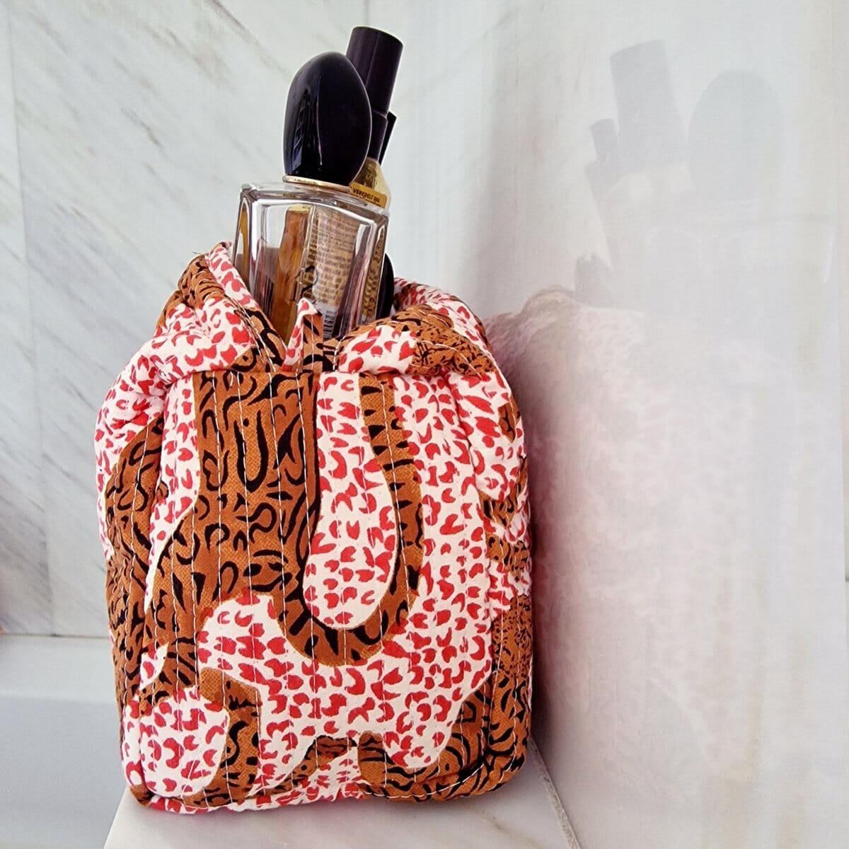 Handgemachte Kosmetiktasche "h.Leopard" Kosmetiktasche KIKOONI