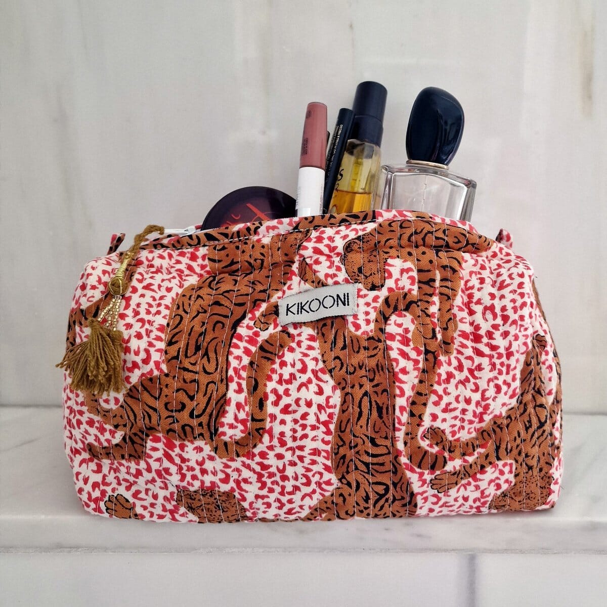 Handgemachte Kosmetiktasche "h.Leopard" Kosmetiktasche KIKOONI