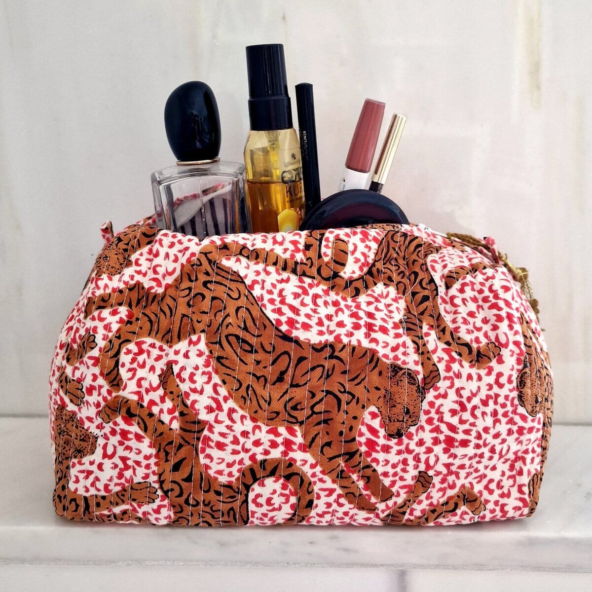 Handgemachte Kosmetiktasche "h.Leopard" Kosmetiktasche KIKOONI