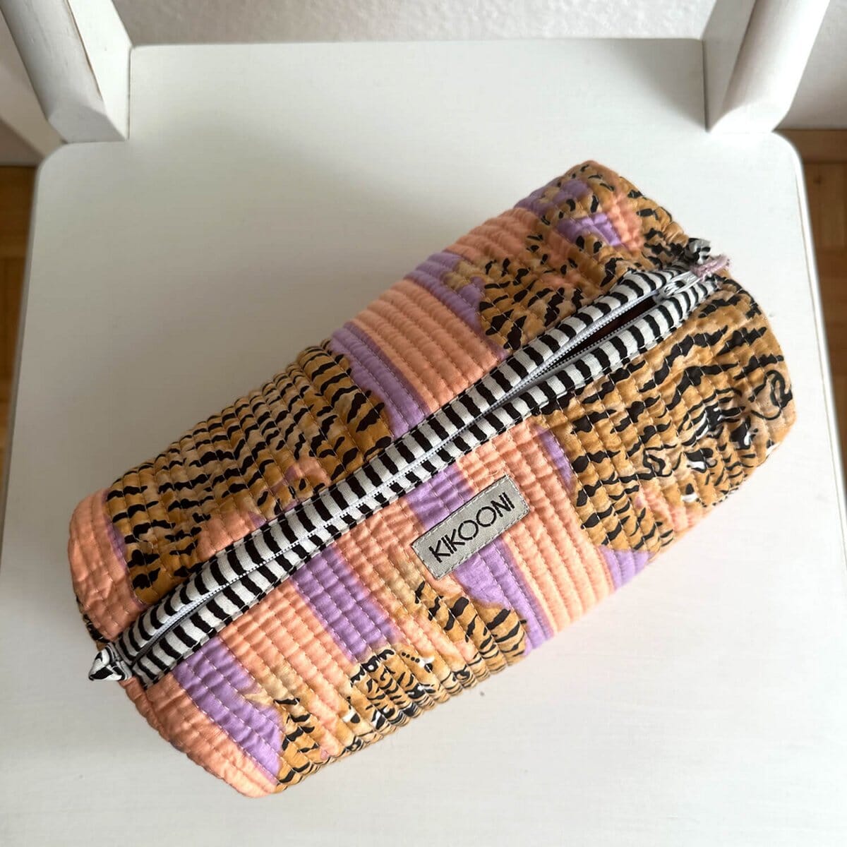 Handgemachte Kosmetiktasche "Poppy Tiger peach fusion" Kosmetiktasche KIKOONI