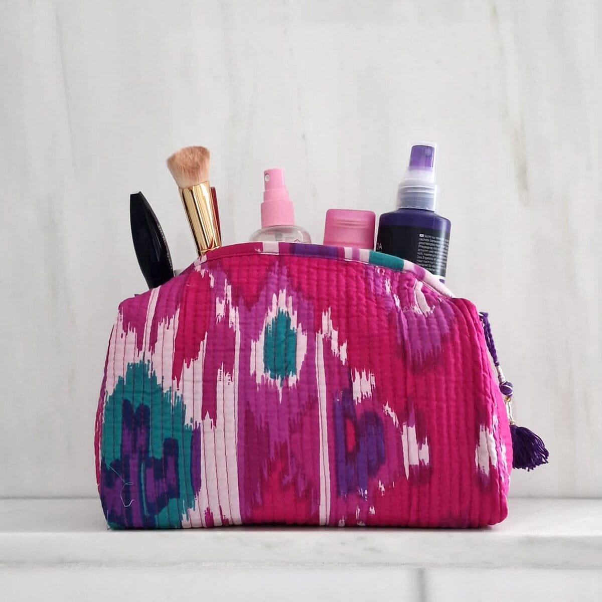 Handgemachte Kosmetiktasche "Purple Ikat" Kosmetiktasche KIKOONI