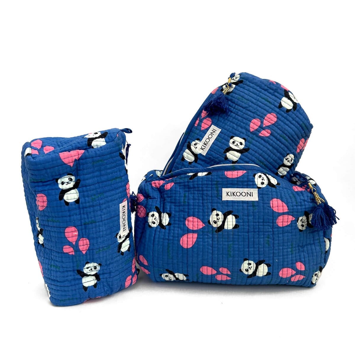 Handgemachtes Kosmetiktaschen-Set "Panda" Kosmetiktasche KIKOONI