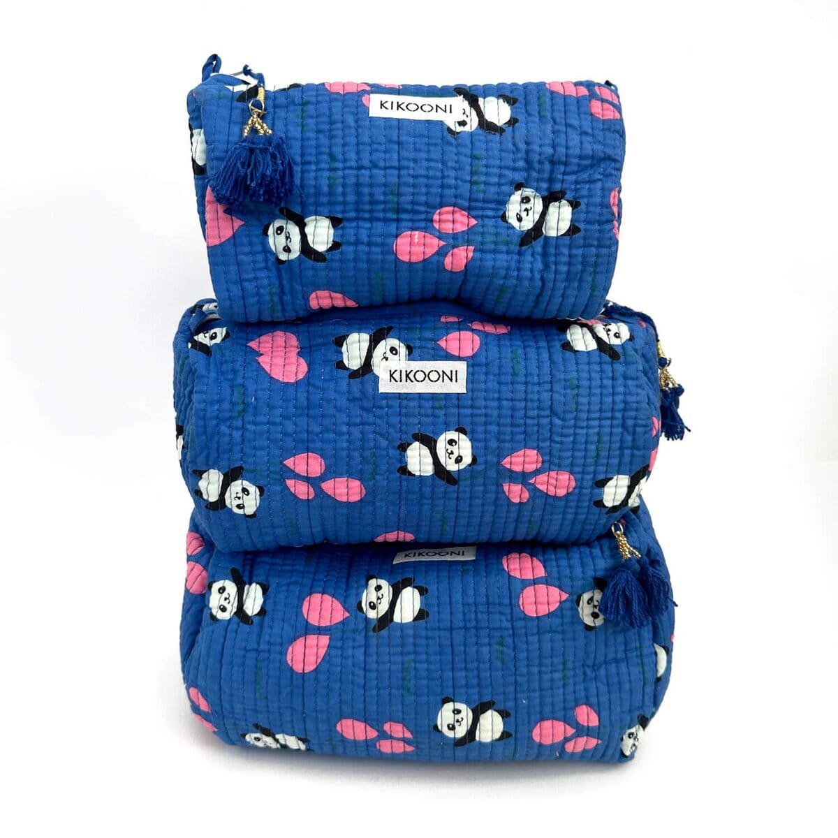 Handgemachtes Kosmetiktaschen-Set "Panda" Kosmetiktasche KIKOONI