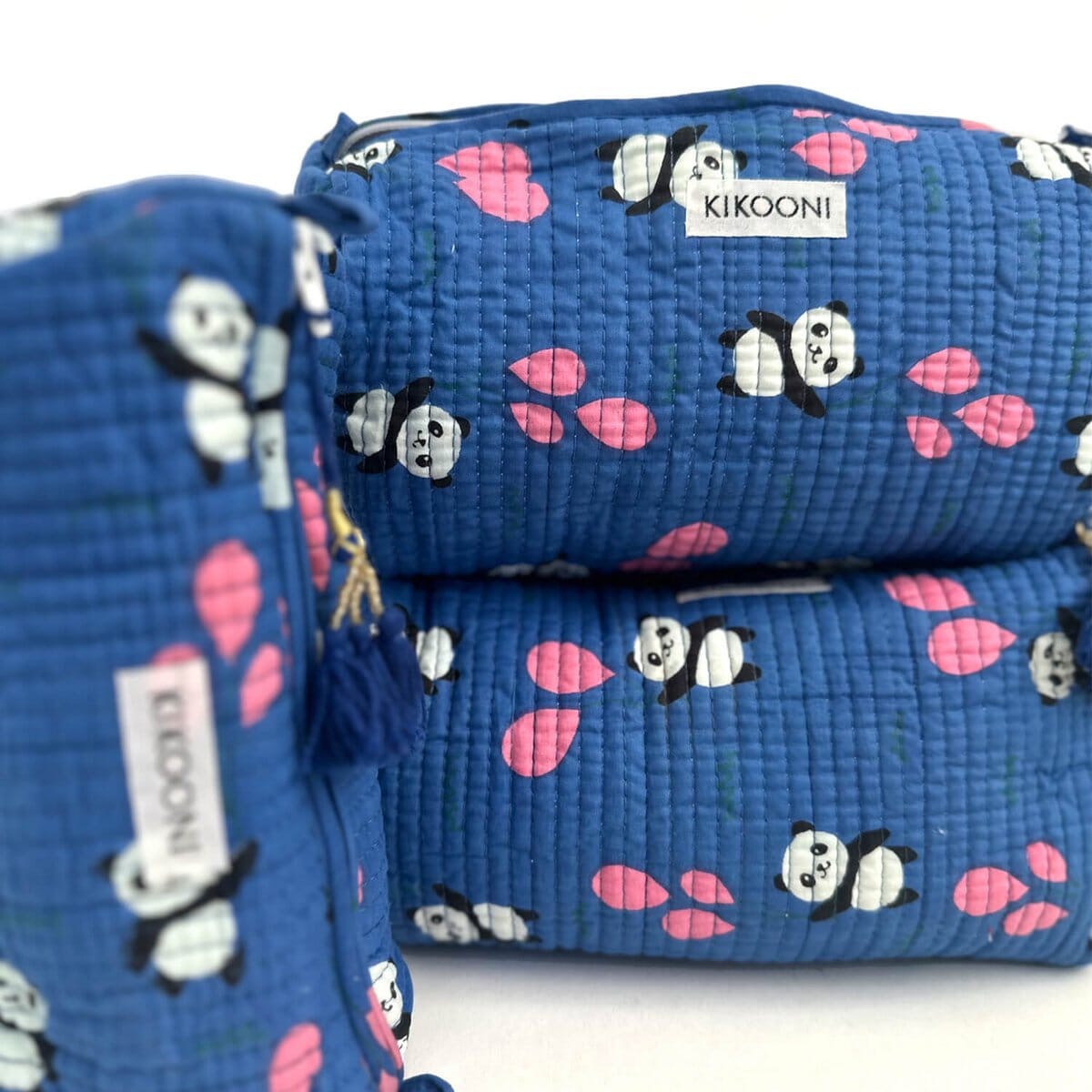 Handgemachtes Kosmetiktaschen-Set "Panda" Kosmetiktasche KIKOONI