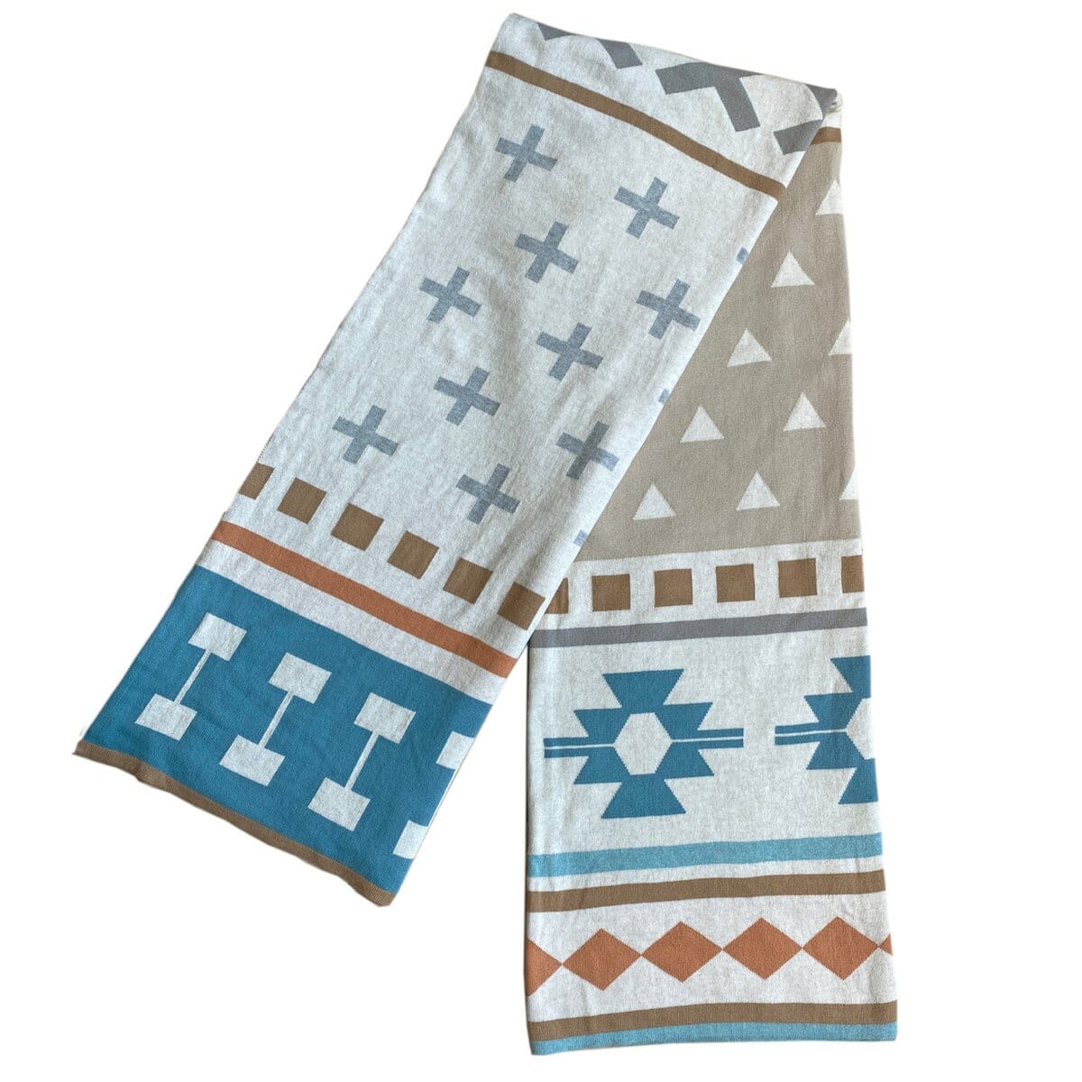Jacquard Strickdecke Ane in Blau Heimdecke Funky Doris