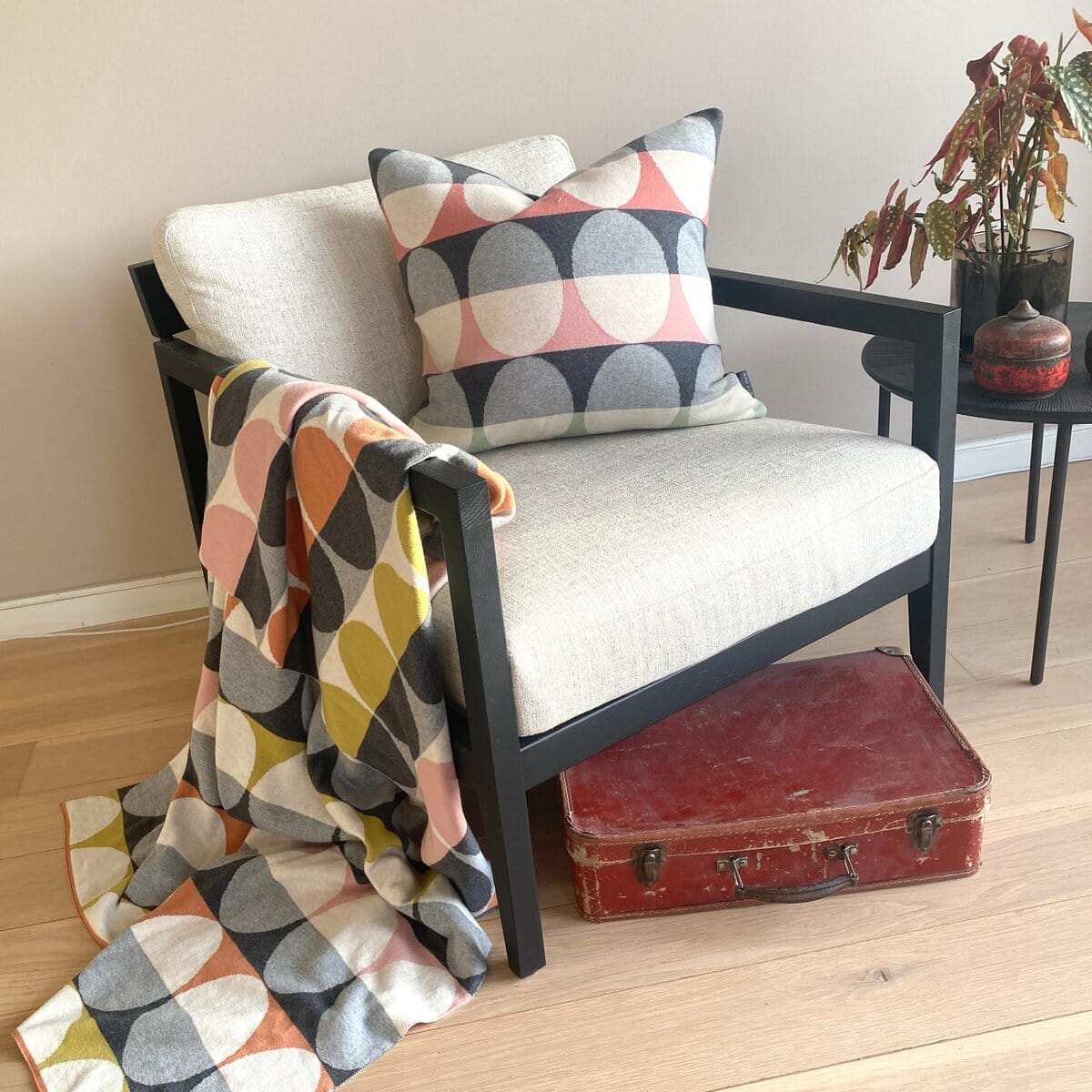 Jacquard Strickdecke Olivia pfirsich Heimdecke Funky Doris