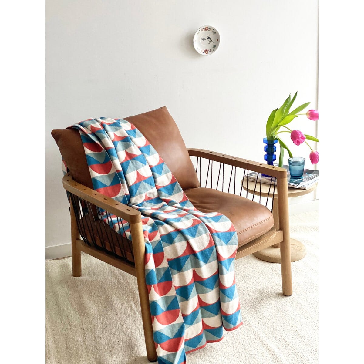 Jacquard Strickdecke Toby - blau Heimdecke Funky Doris