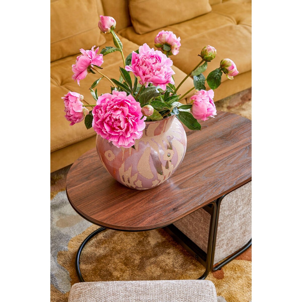 Javi Vase – H28 x Ø28 cm – Keramik – Rosa, Beige Mica Decorations