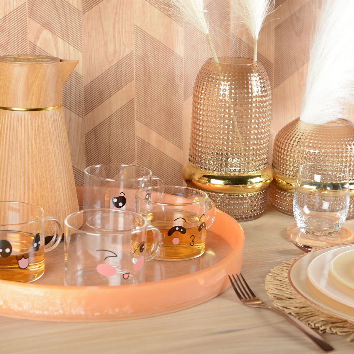 Kaffeekanne aus Holz mit goldenem Griff 1L Kaffeekanne AULICA