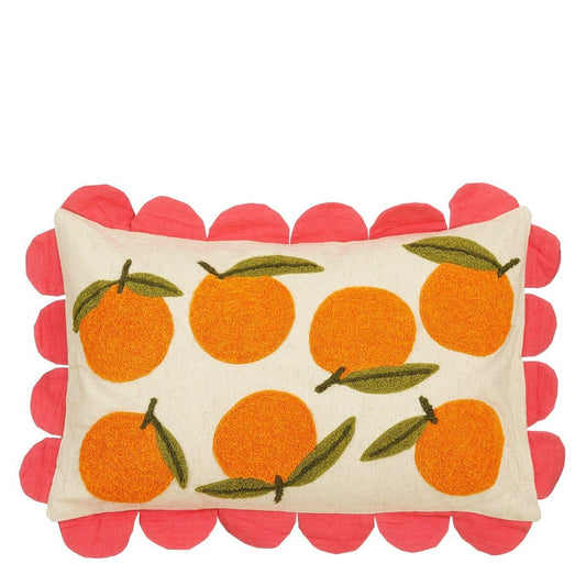Orangen dekoratives Kissen - L65 x B45 x H10 cm - Baumwolle - Whit, Orange, Pink Mica Decorations