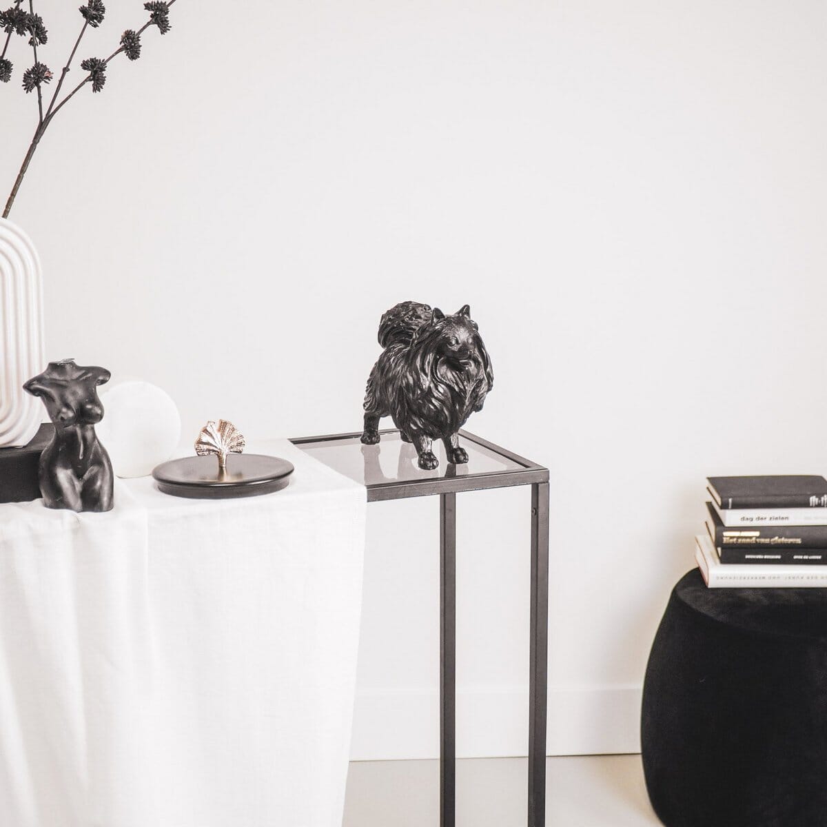 Ornament - Pommerscher Hund - Polyresin - Schwarz - 23x10x18cm Housevitamin