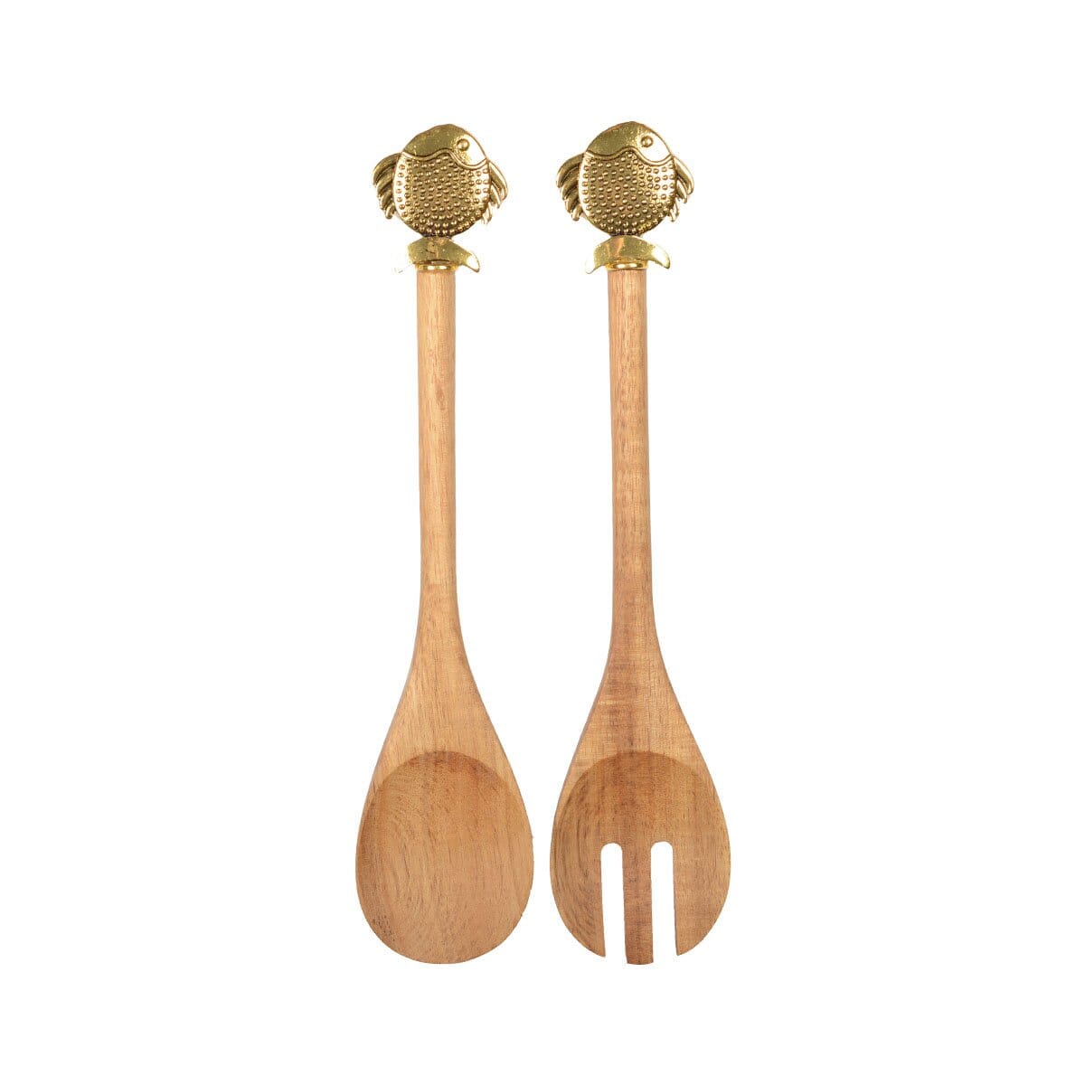 Salat-Besteck Holz mit goldenen Fischen Besteck AULICA