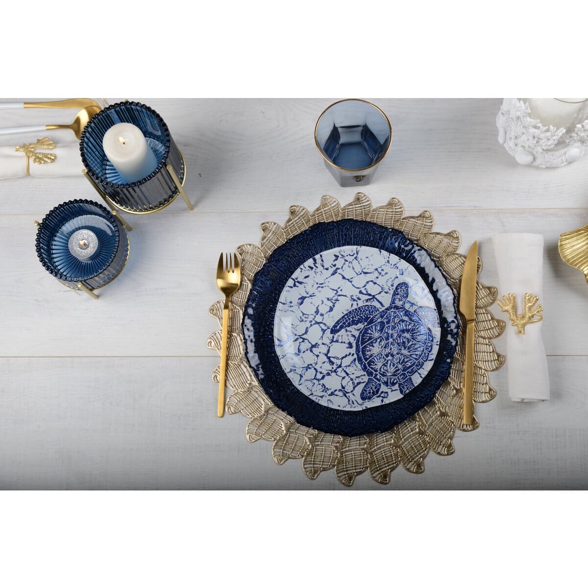 Set mit 4 marineblauen Tellern, 21 cm Teller AULICA