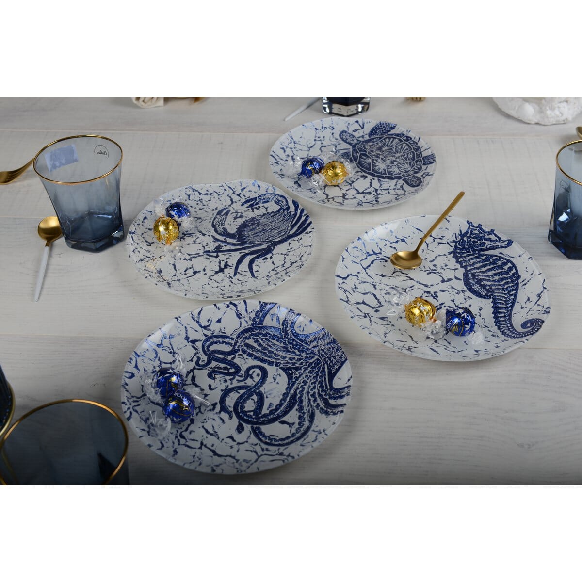Set mit 4 marineblauen Tellern, 21 cm Teller AULICA
