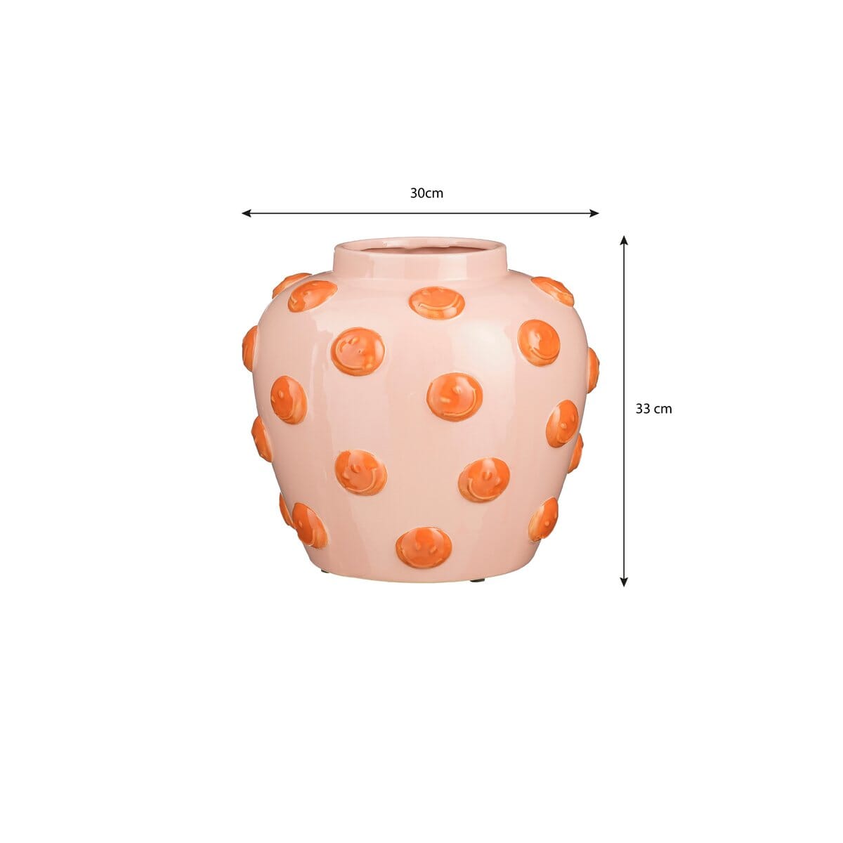 Smiley Vase - H33 x Ø30 cm - Keramik - Hellrosa, Orange Mica Decorations