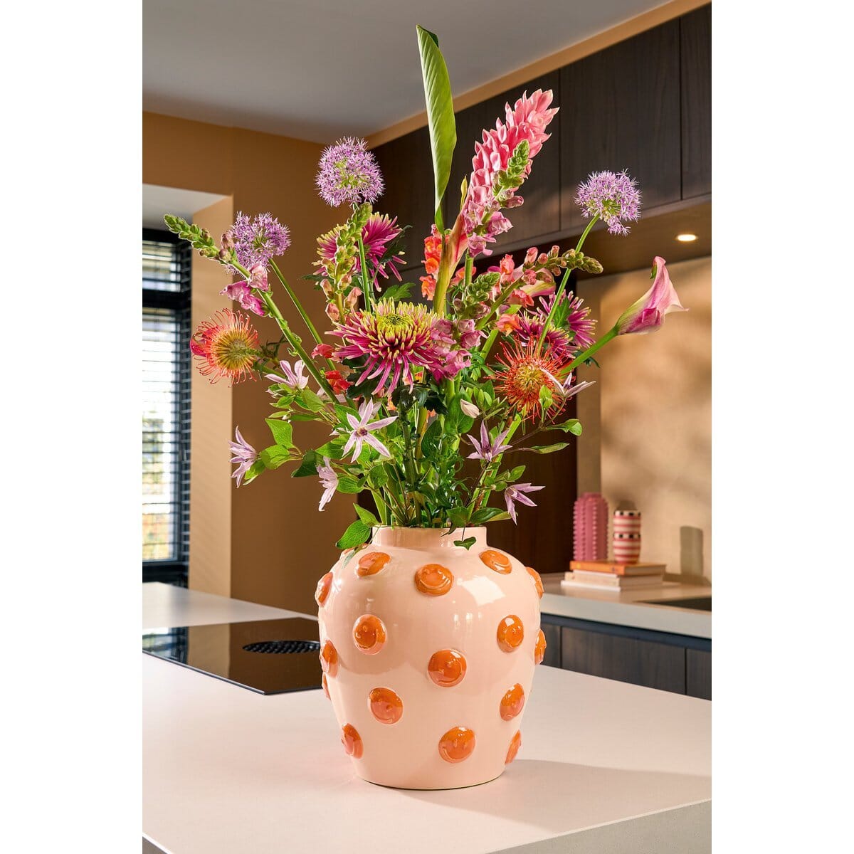 Smiley Vase - H33 x Ø30 cm - Keramik - Hellrosa, Orange Mica Decorations