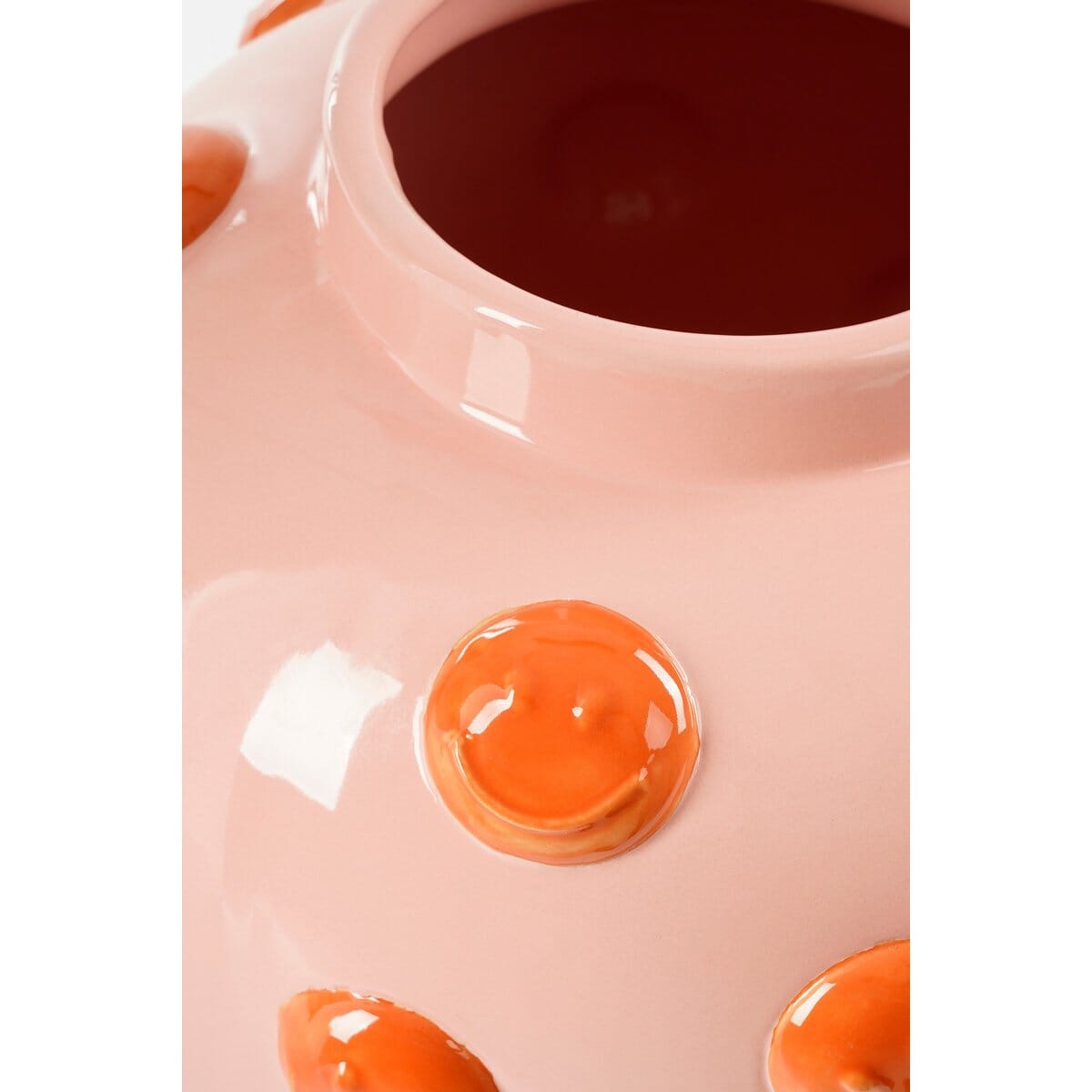 Smiley Vase - H33 x Ø30 cm - Keramik - Hellrosa, Orange Mica Decorations