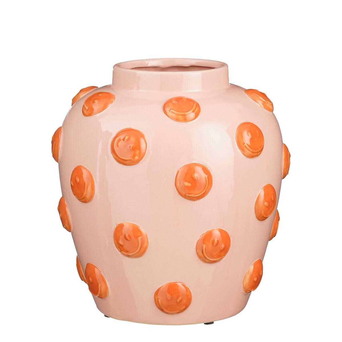 Smiley Vase - H33 x Ø30 cm - Keramik - Hellrosa, Orange Mica Decorations