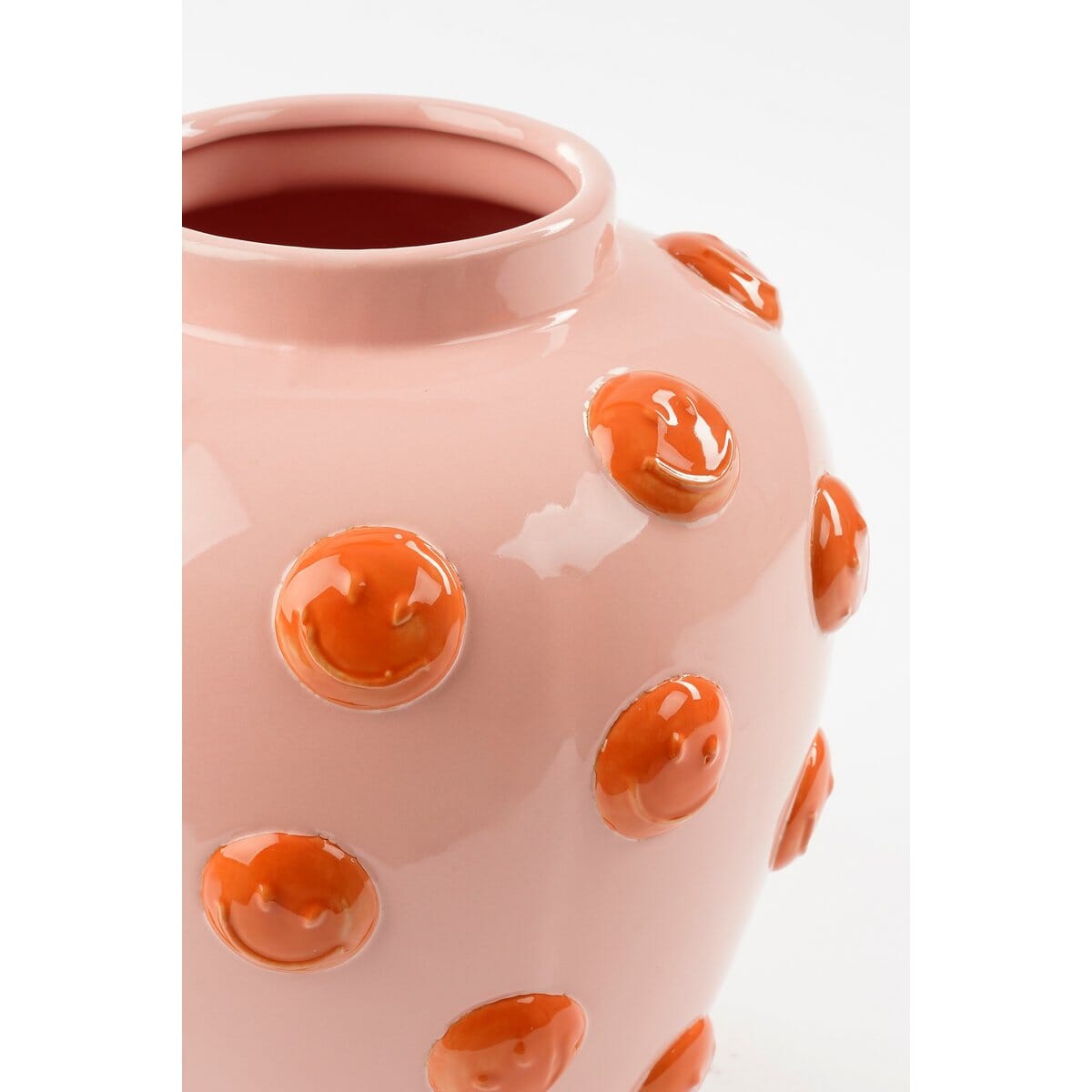 Smiley Vase - H33 x Ø30 cm - Keramik - Hellrosa, Orange Mica Decorations