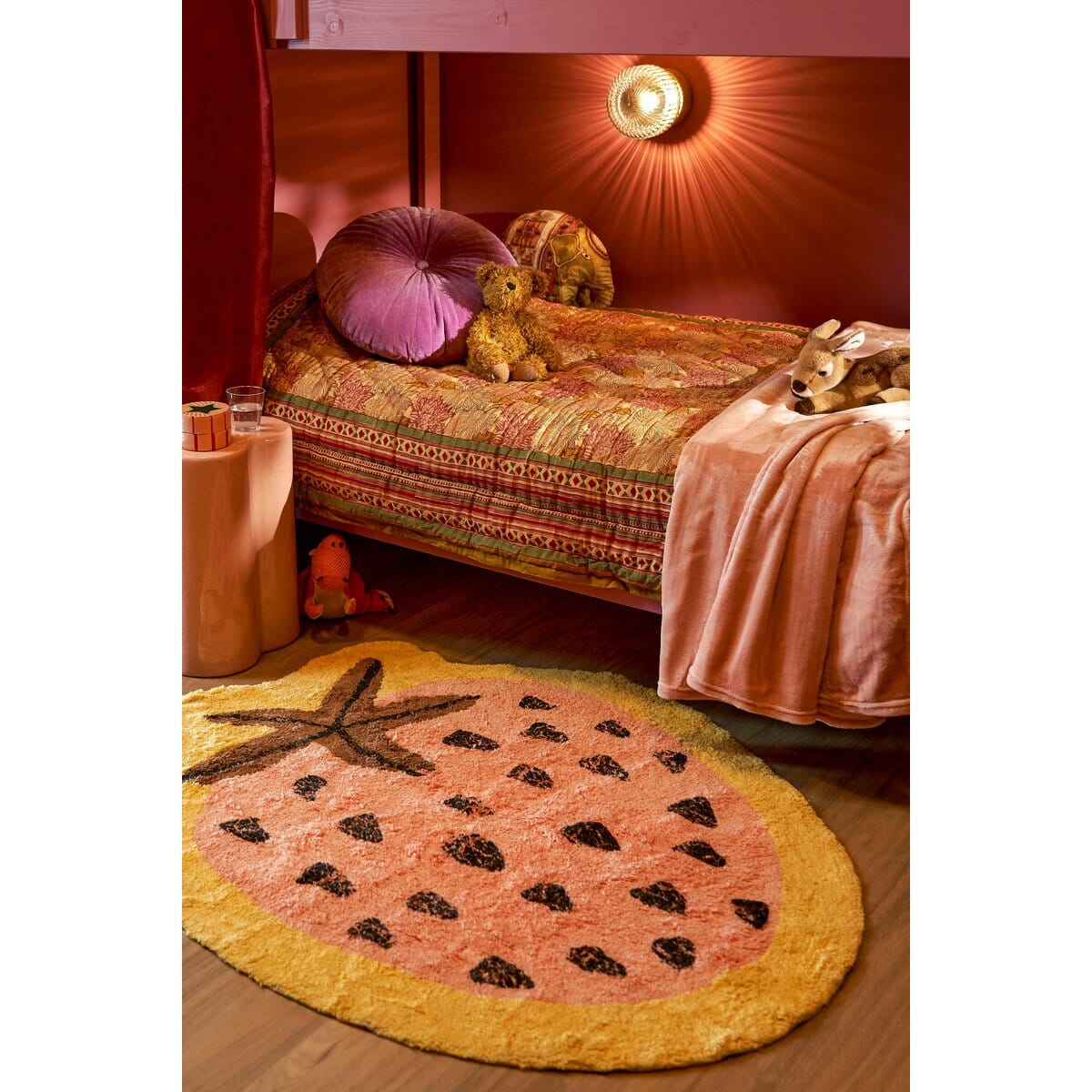 Teppich Erdbeere – L120 x B95 cm – Baumwolle – Rosa In The Mood