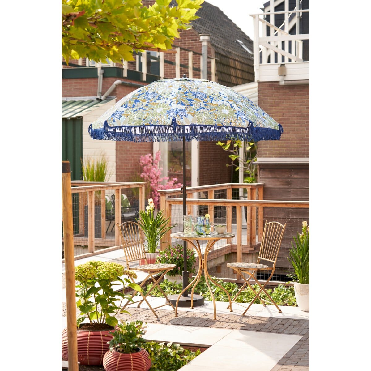 Blumenparasol - H238 x Ø220 cm - Blau Mica Decorations 