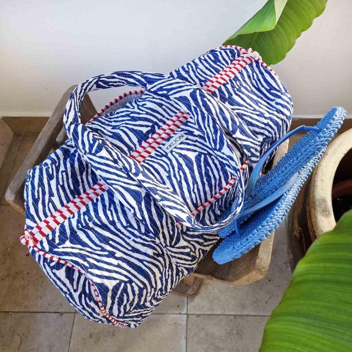 handgemachte Baumwolltasche "blue Zebra" KIKOONI 