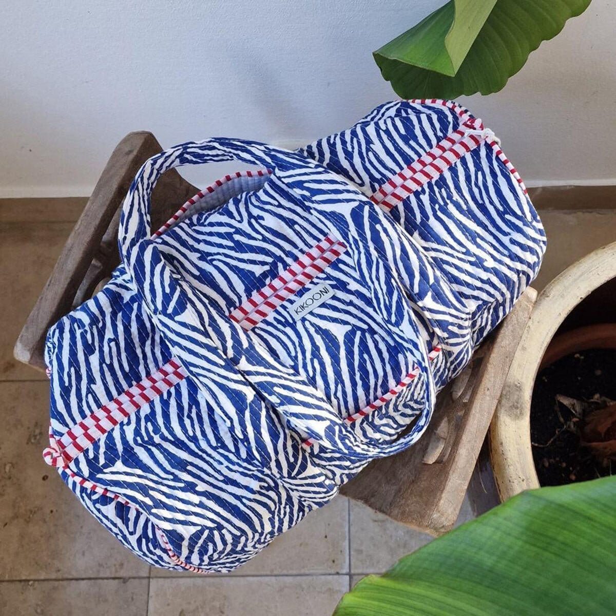 handgemachte Baumwolltasche "blue Zebra" KIKOONI 