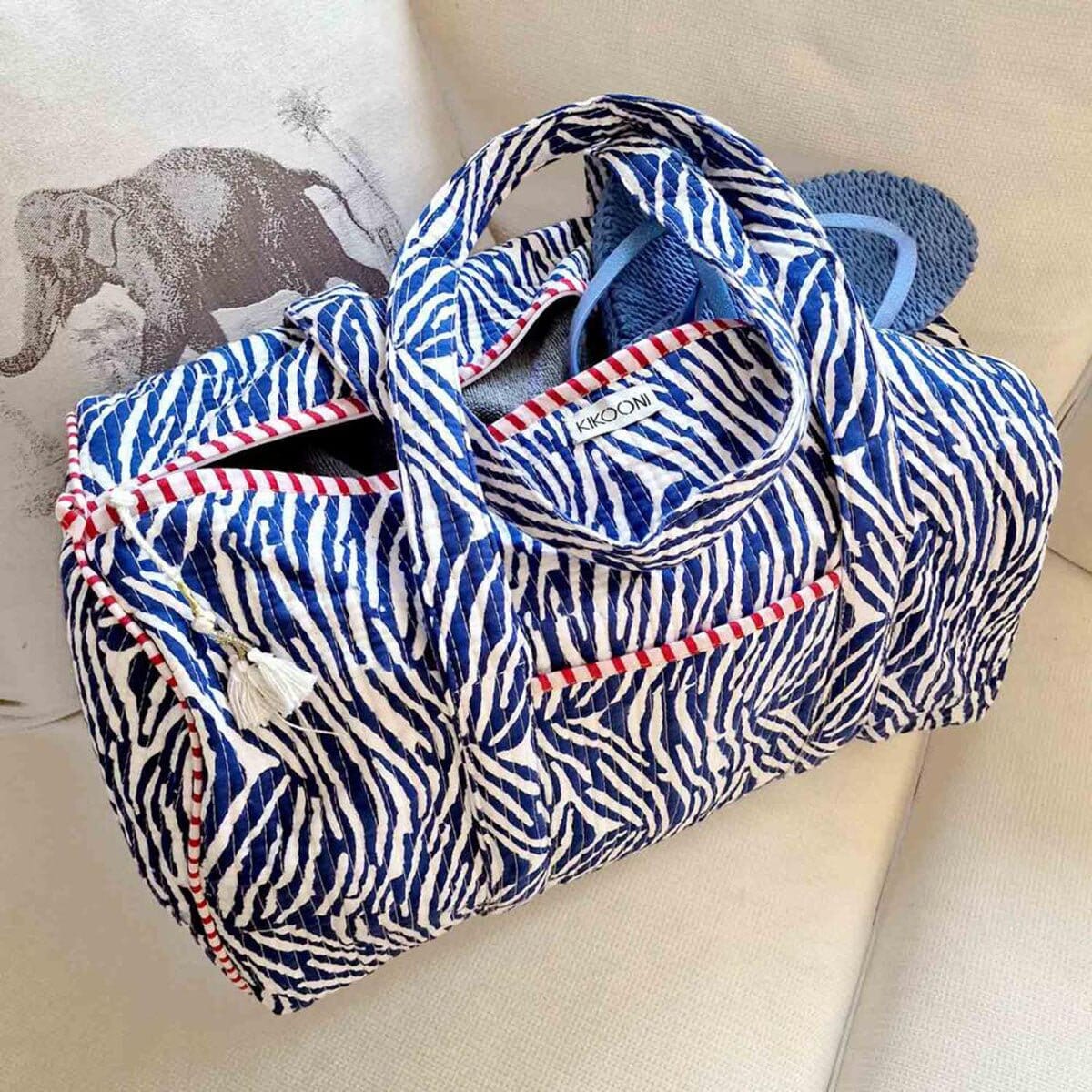 handgemachte Baumwolltasche "blue Zebra" KIKOONI 