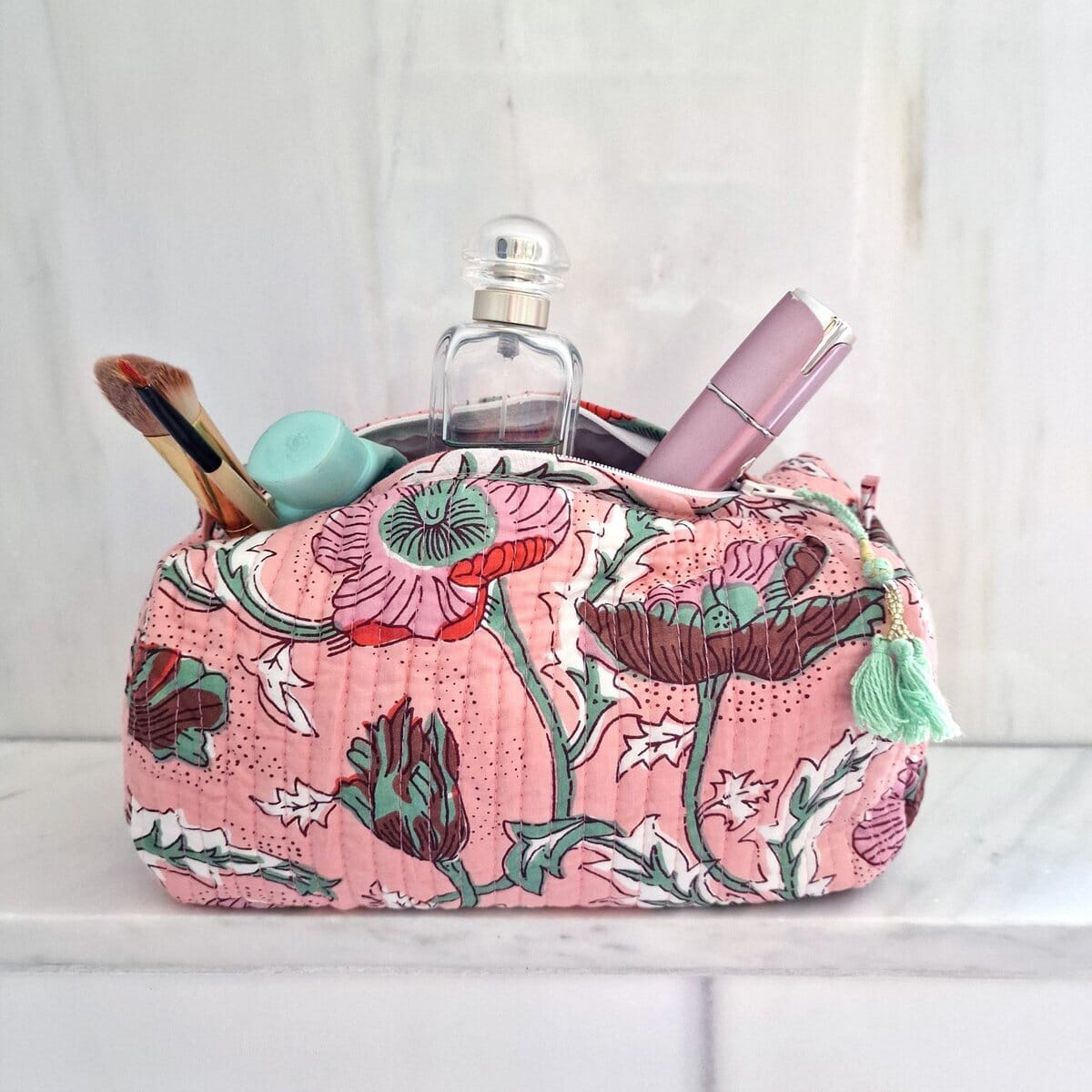 Handgemachte Kosmetiktasche "Cornfield Rosé" Kosmetiktasche KIKOONI 