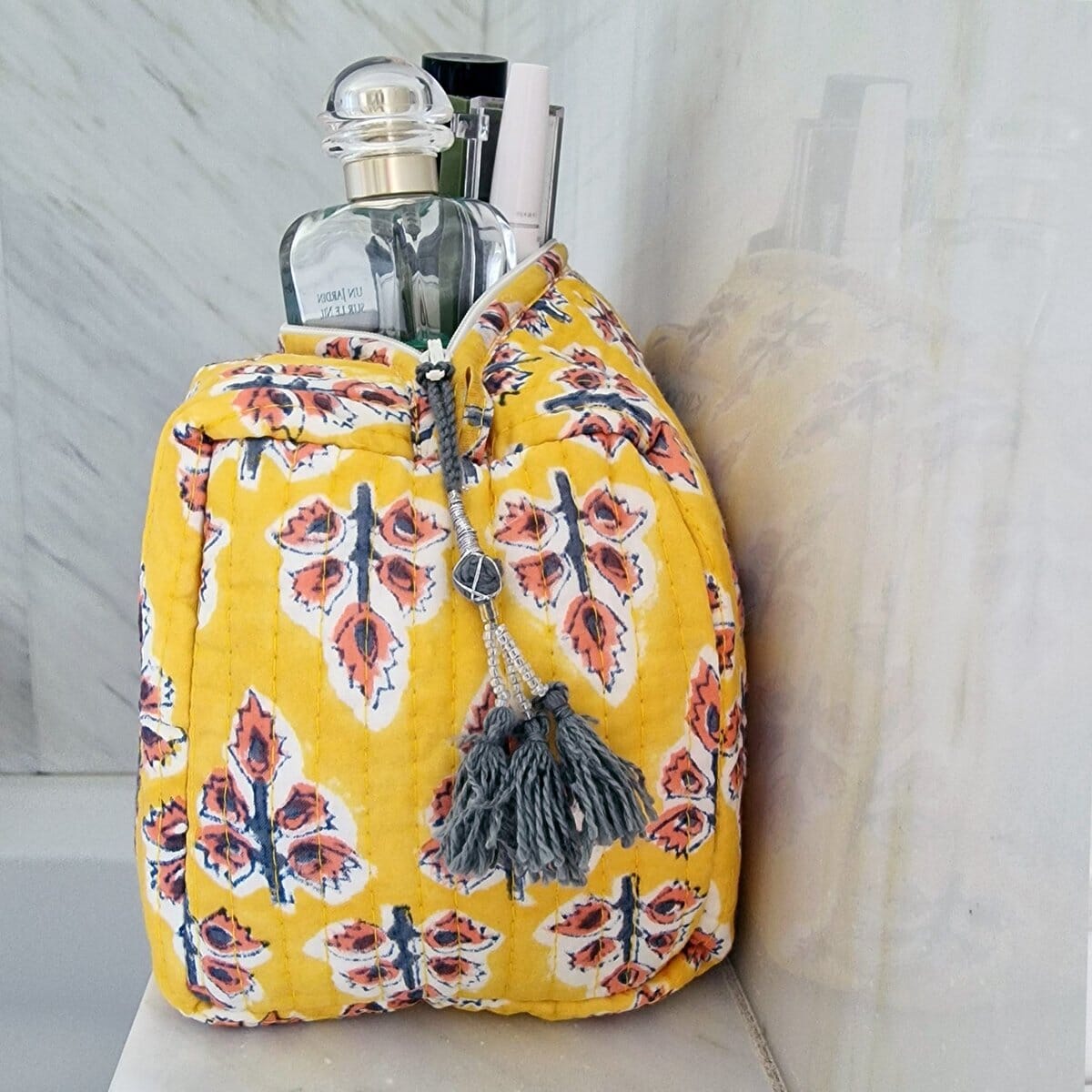 Handgemachte Kosmetiktasche "Sunny day" Kosmetiktasche KIKOONI 