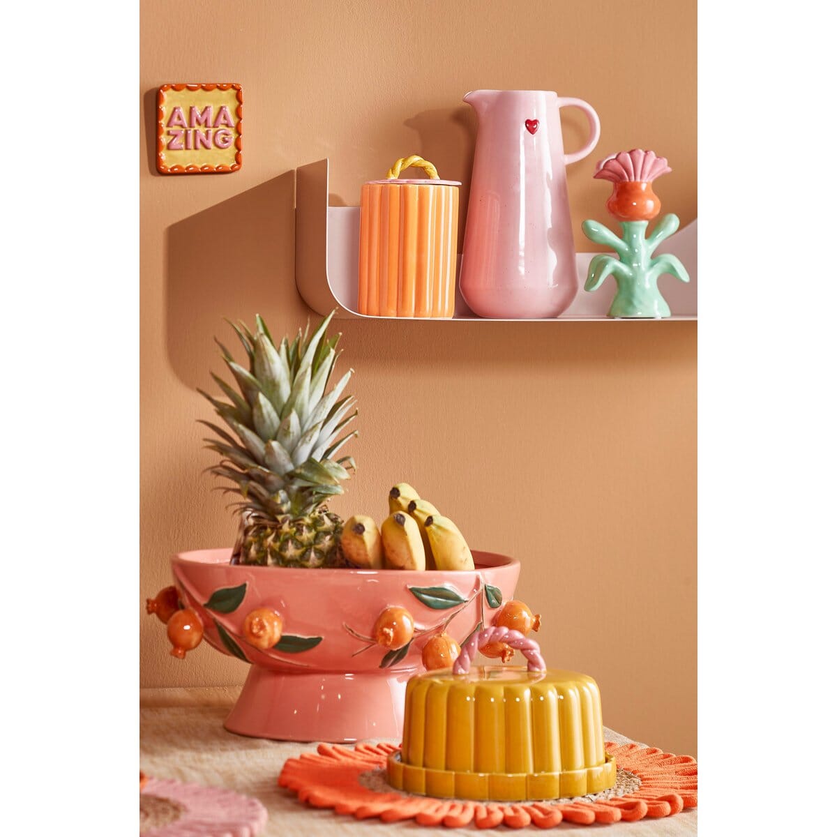 Melika Dekorationsskala - H16 x Ø39 cm - Keramik - Pink Mica Decorations 