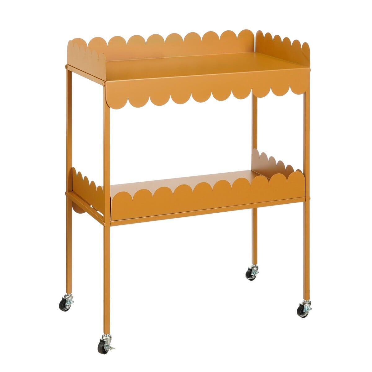 Steffano Pflanzentisch auf Rädern - L69 x B36 x H89 cm - Metall - Hellbraun Mica Decorations 