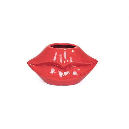 Topf - Lippe - Keramik - Rot - 21x19x11cm Housevitamin 